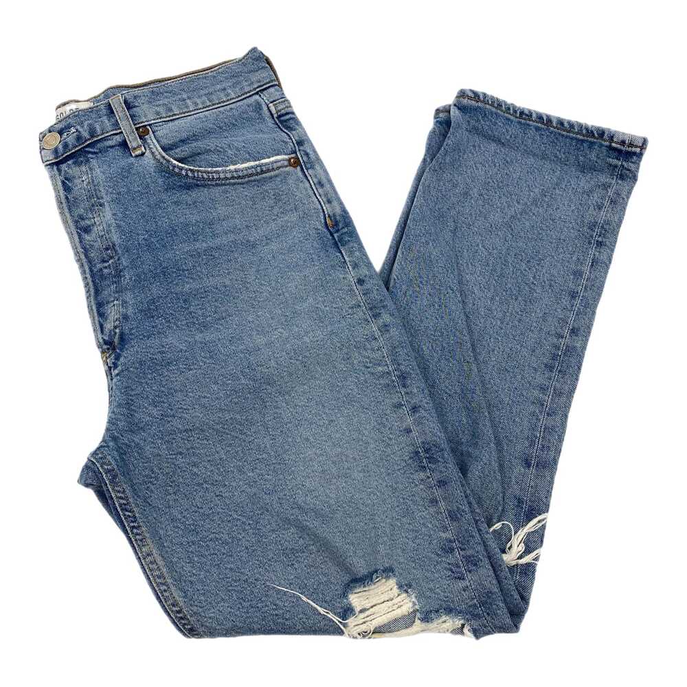 Agolde Blue Light Wash Distressed Straight Leg Jeans | Womens 29